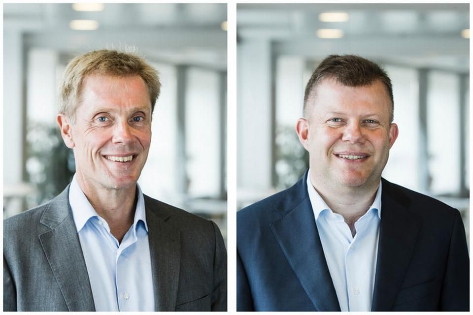 Afgående formand Søren Johansen til venstre og efterfølgeren Hans J. Carstensen til højre.